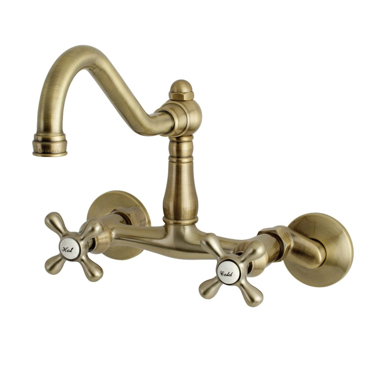 Brushed Brass Adjustable Wall Mount Kitchen Faucet E522