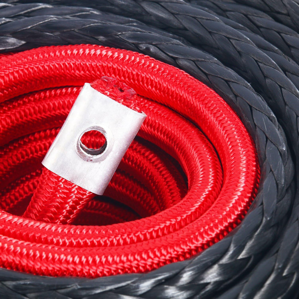 Black Synthetic Winch Rope Cable with Protective Sleeve, 22000lbs, Pack of 2 L44266