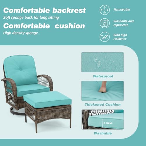 3 Pieces Wicker Patio Bistro Set with Rocking Chair and Glass Coffee Table J272062