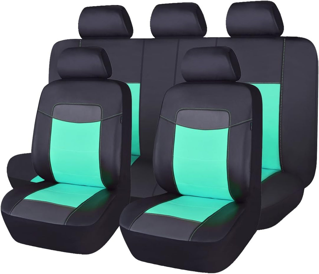 Black Leather Car Seat Covers Full Set Pack of 2 M823304