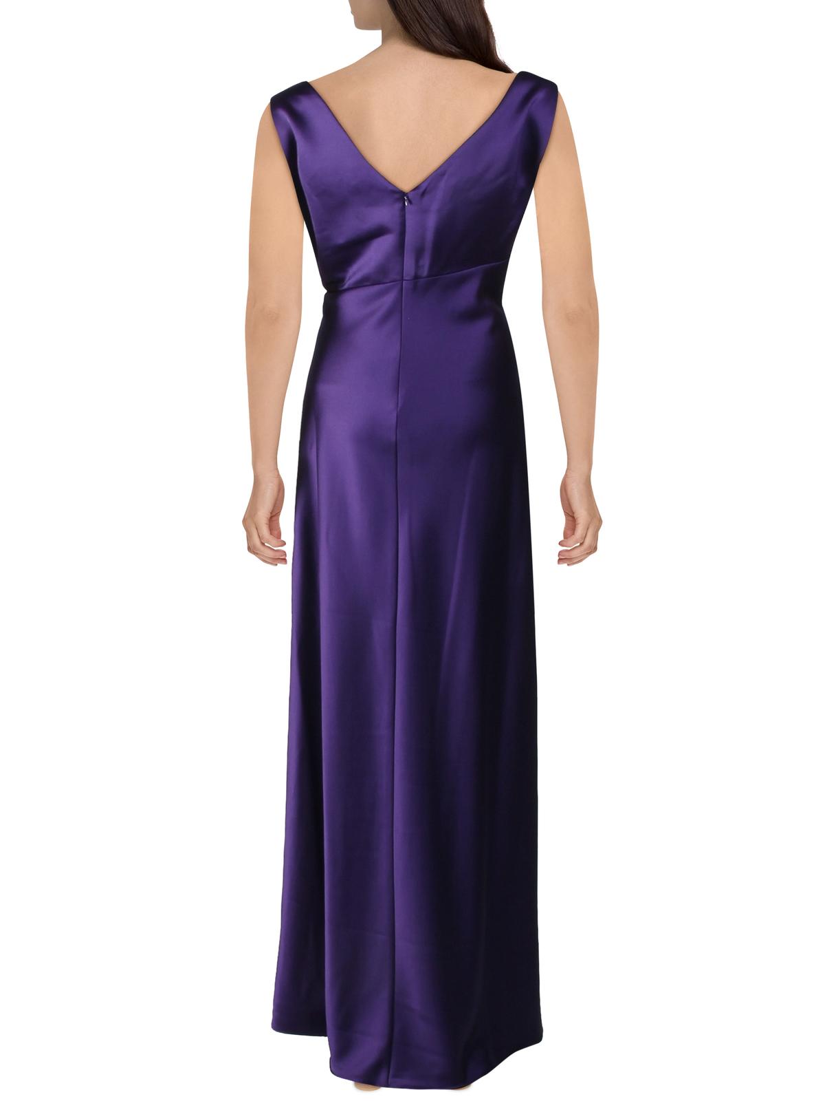 Purple Sleeveless Faux Wrap Formal Dress K457804