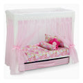 18 Inch Doll Canopy Single Bed with Doll Clothes Storage Drawer and 5 Piece Colorful Bedding Set A32829