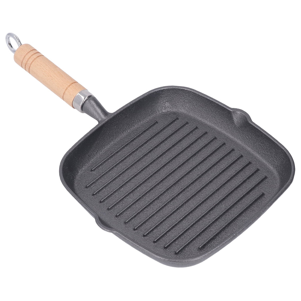 Cast Iron Grill Pan with Wooden Handle C756