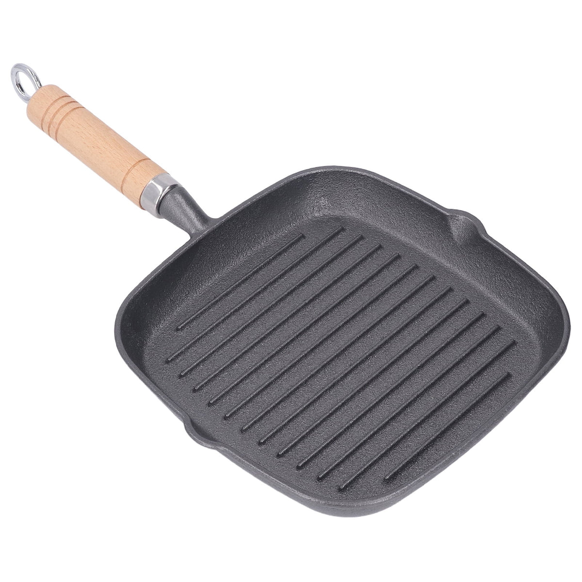 Cast Iron Grill Pan with Wooden Handle C756