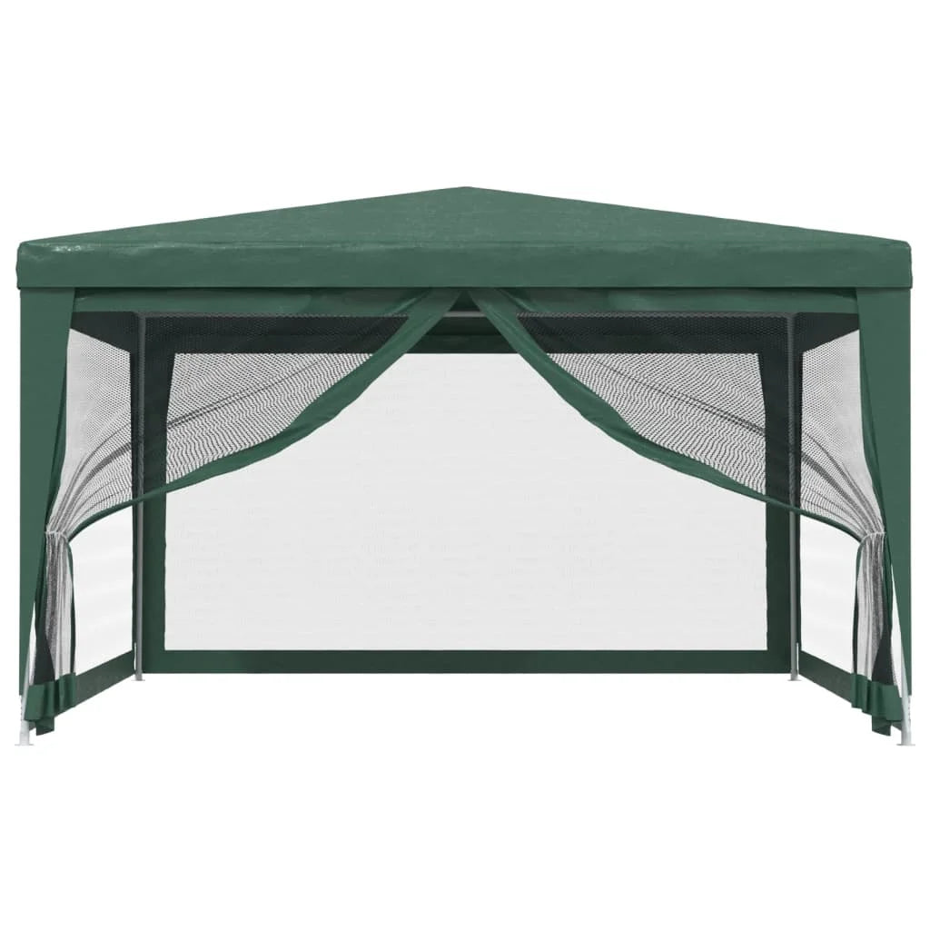 Green 13.1'x13.1' HDPE Party Tent with 4 Mesh Sidewalls W42599