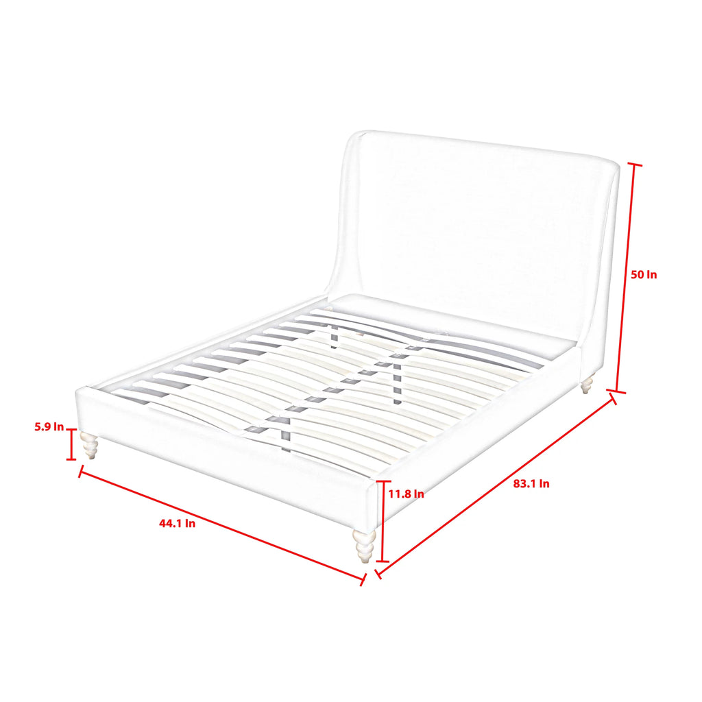 Cream White Tufted Linen Twin Size Bed Frame K191309