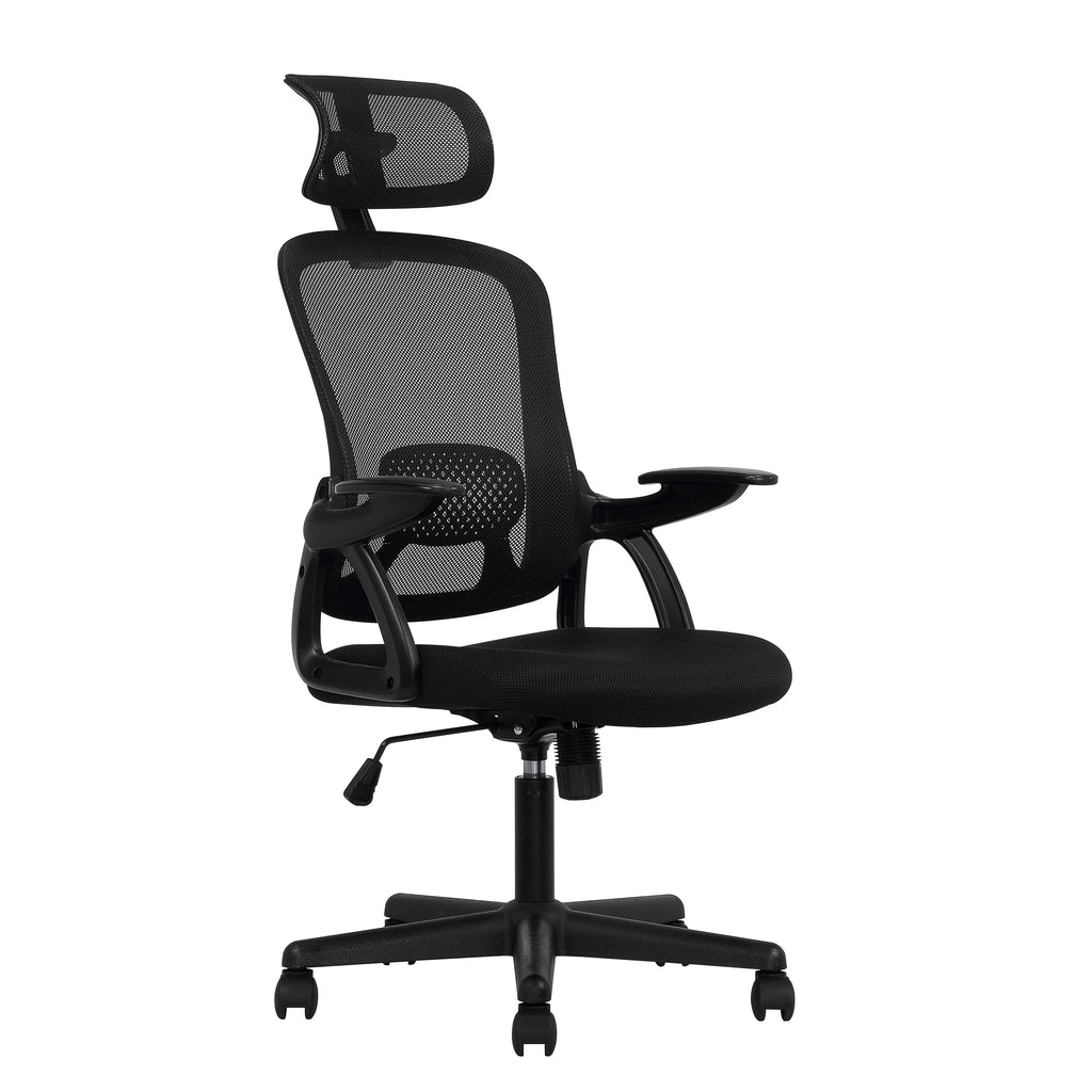 Black Fabric Ergonomic Office Chair with Adjustable Headrest Z818