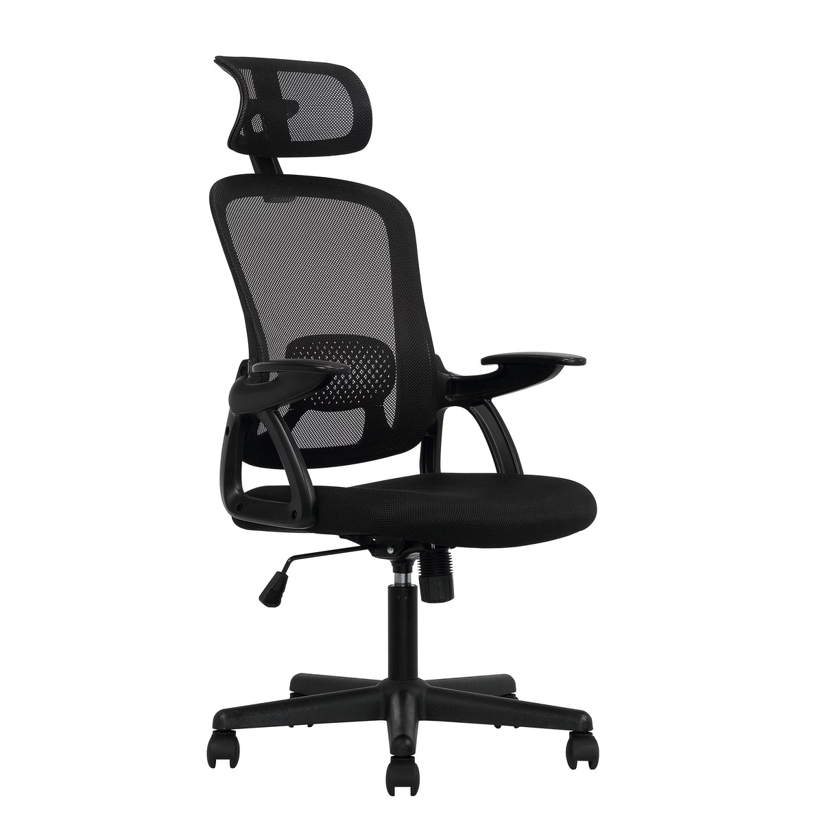 Black Fabric Ergonomic Office Chair with Adjustable Headrest Z818