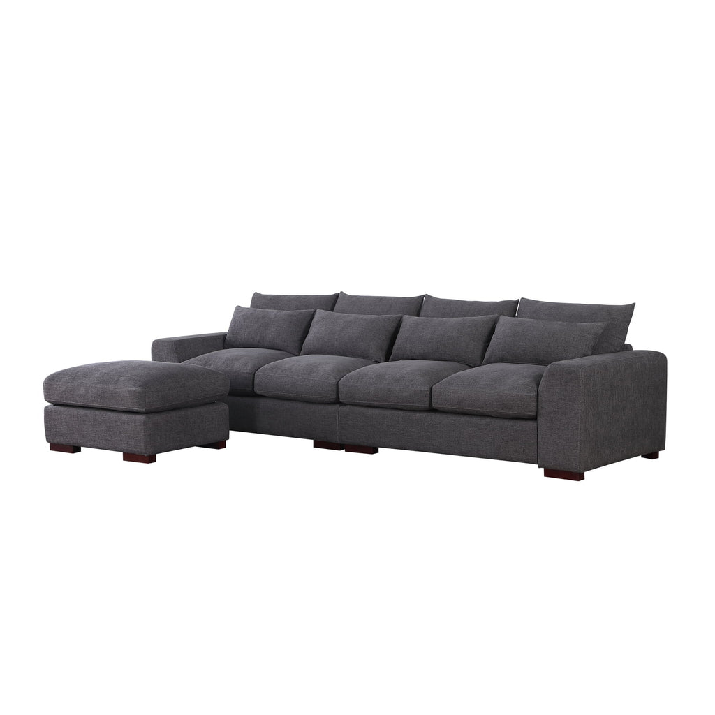 Dark Gray Fabric Modular Reversible Sectional Sofa & Ottoman Q84905