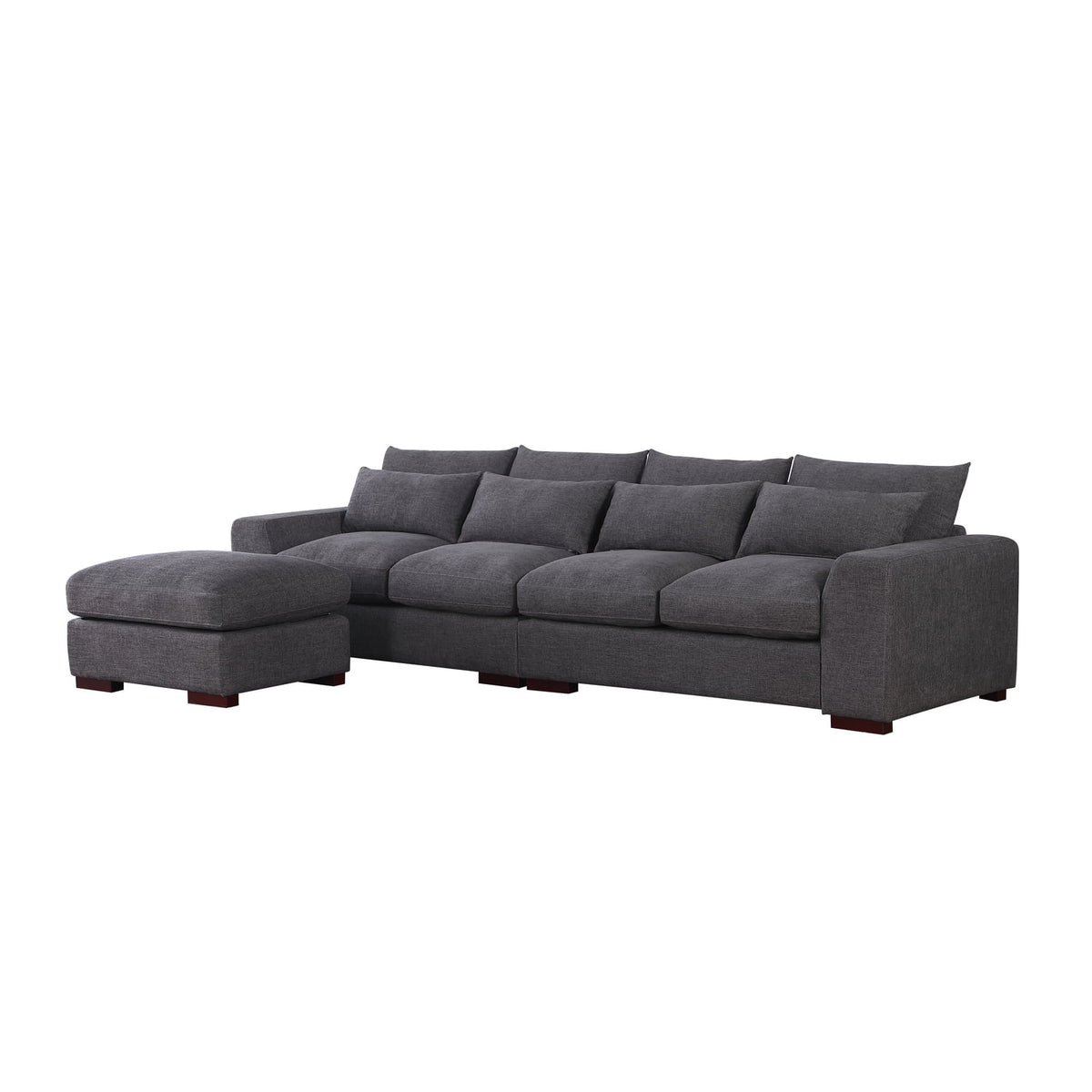Dark Gray Fabric Modular Reversible Sectional Sofa & Ottoman Q84905