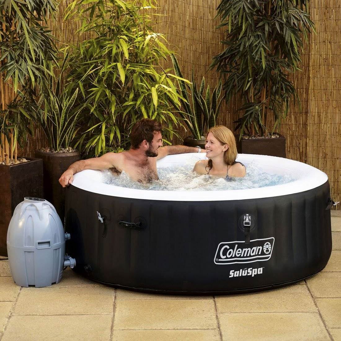 4 Person Inflatable Hot Tub with 3 Piece Cleaning Tool Set F54558