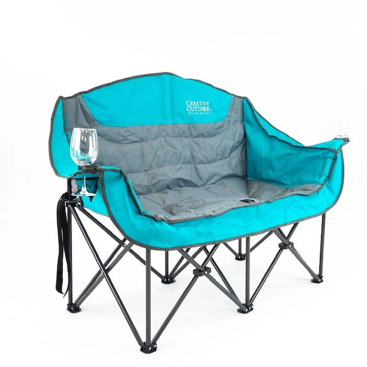Teal Gray Two Seat Loveseat V49315