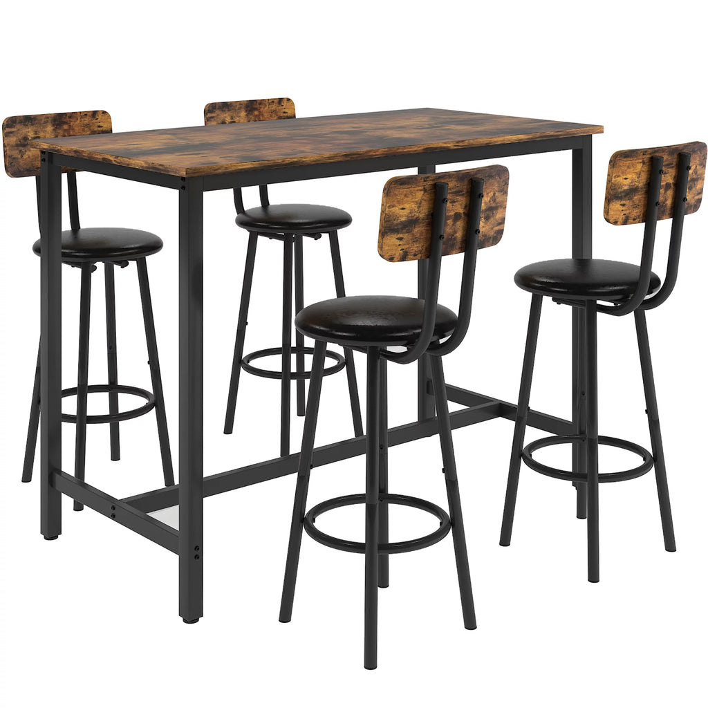 5 Piece Bar Height Dining Table Set with Upholstered Stools C302072