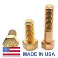 9/16 inch-18 x 2 1/2 inch Fine Thread Grade 9 Hex Cap Screw L9 Alloy Steel Yellow Zinc Plated Pk 25 X9767