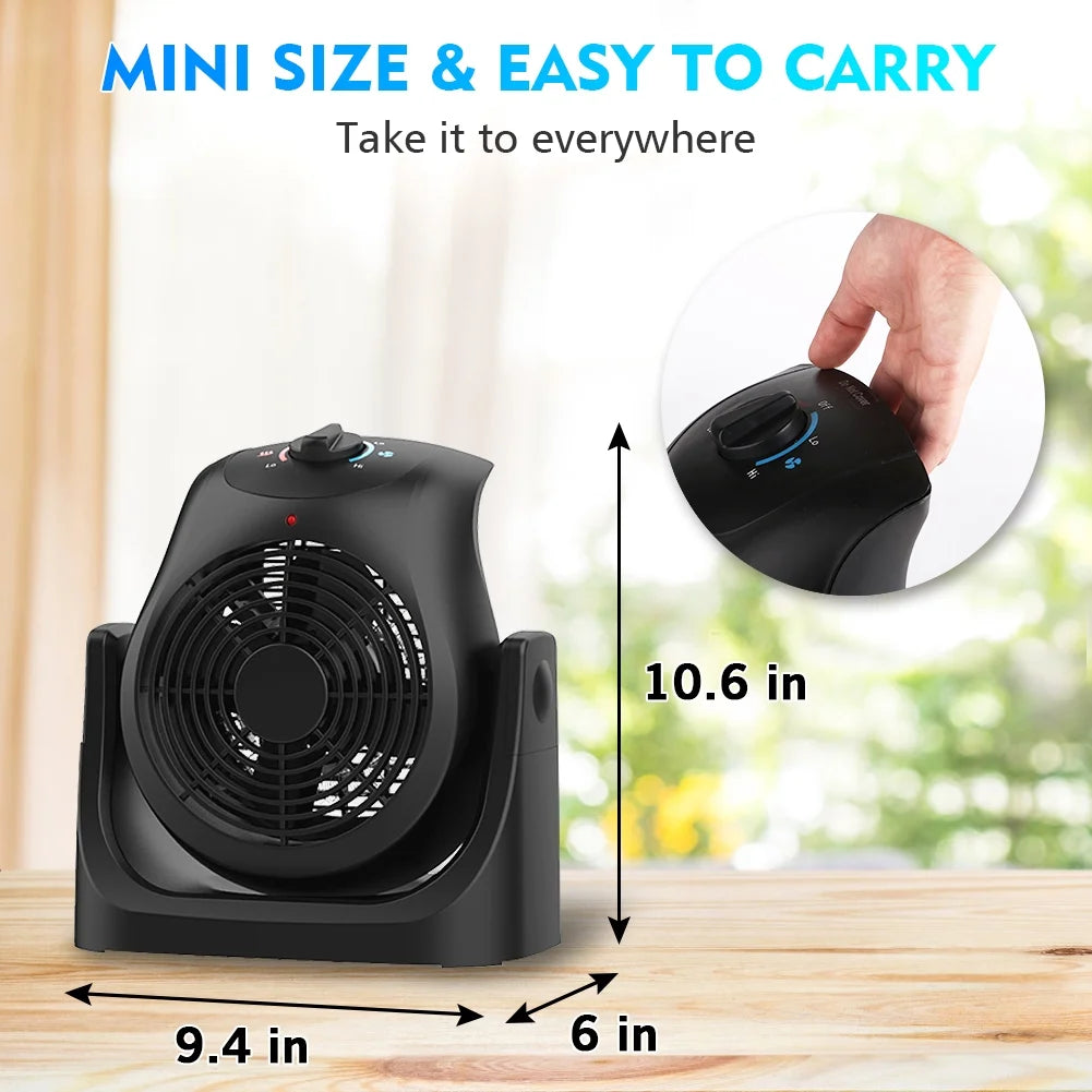 2 in 1 Personal Electric Table Fan and Heater Combo Black N764