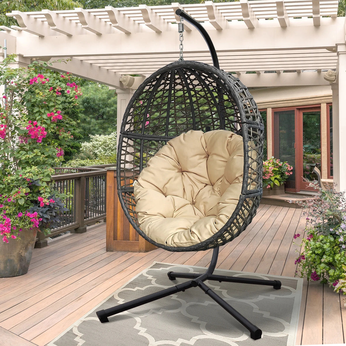 Rattan Egg Swing Chair with Stand Q7680