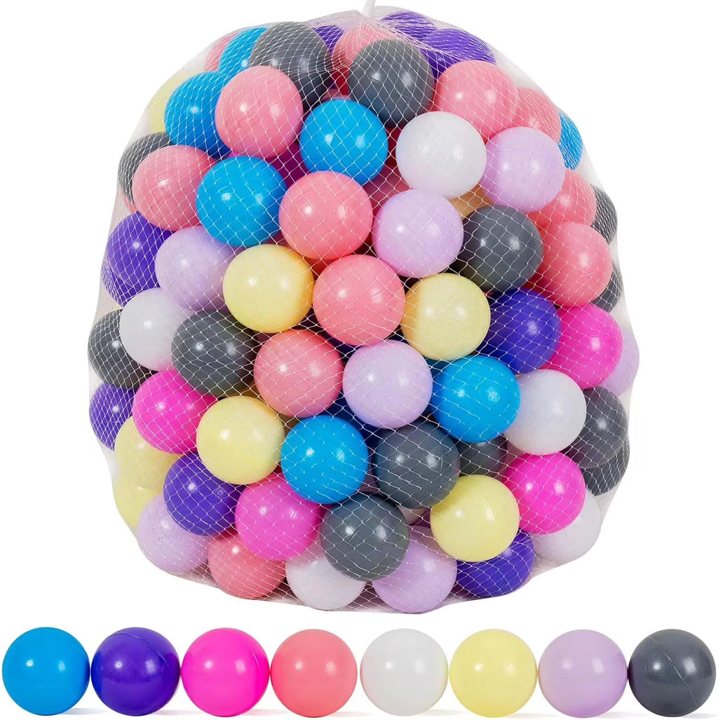 Pastel Plastic Ball Pit Balls with Storage Mesh Bag W33569