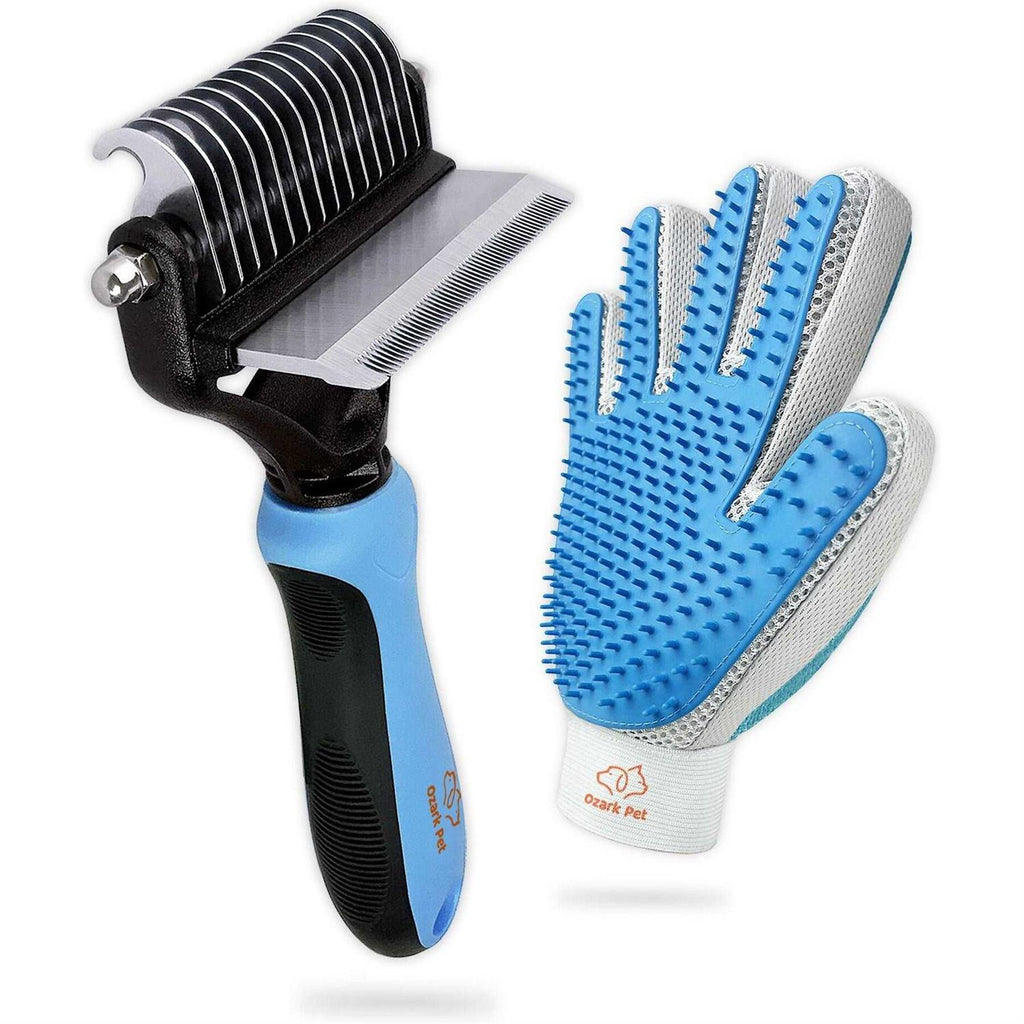 Dog and Cat Deshedding Brush and Shedding Glove E7538