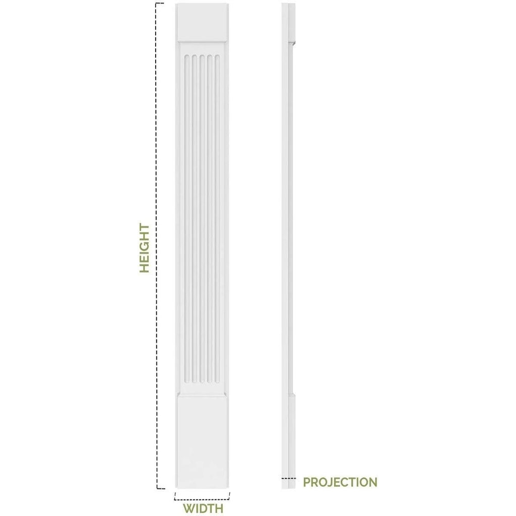 8x22W x 108x22H x 2x22P Flat Panel PVC Pilaster with Decorative Capital & Base (Pair) C6820
