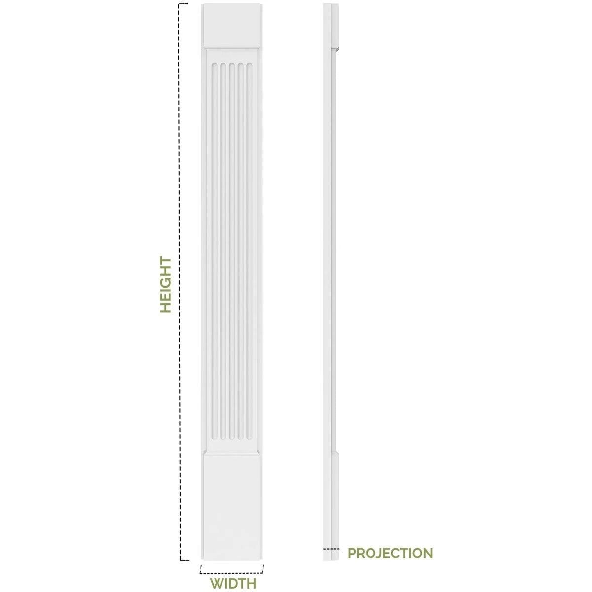 8x22W x 108x22H x 2x22P Flat Panel PVC Pilaster with Decorative Capital & Base (Pair) C6820