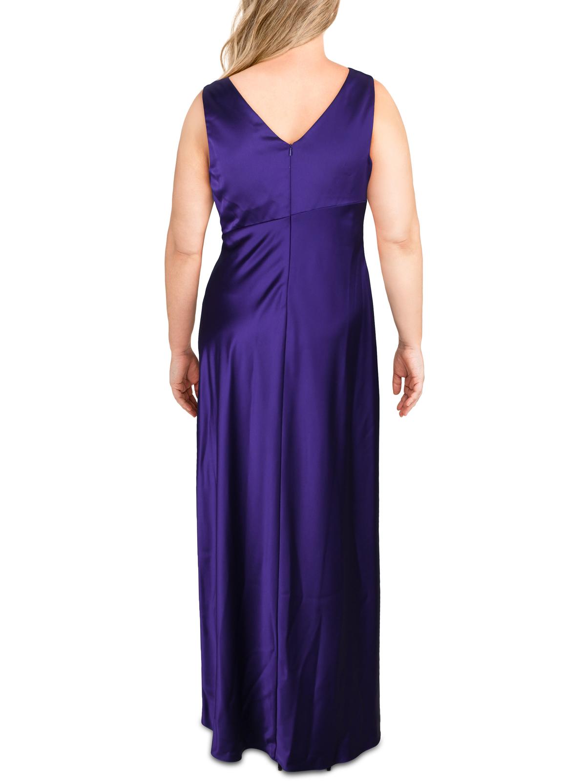 Purple Sleeveless Faux Wrap Formal Dress K457804