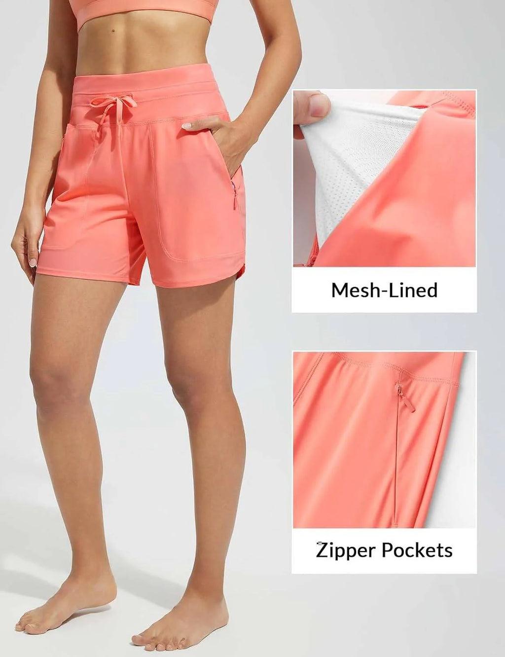High-Waisted Quick-Dry Swim Shorts T869040