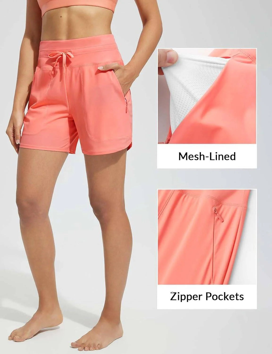 High-Waisted Quick-Dry Swim Shorts T869040
