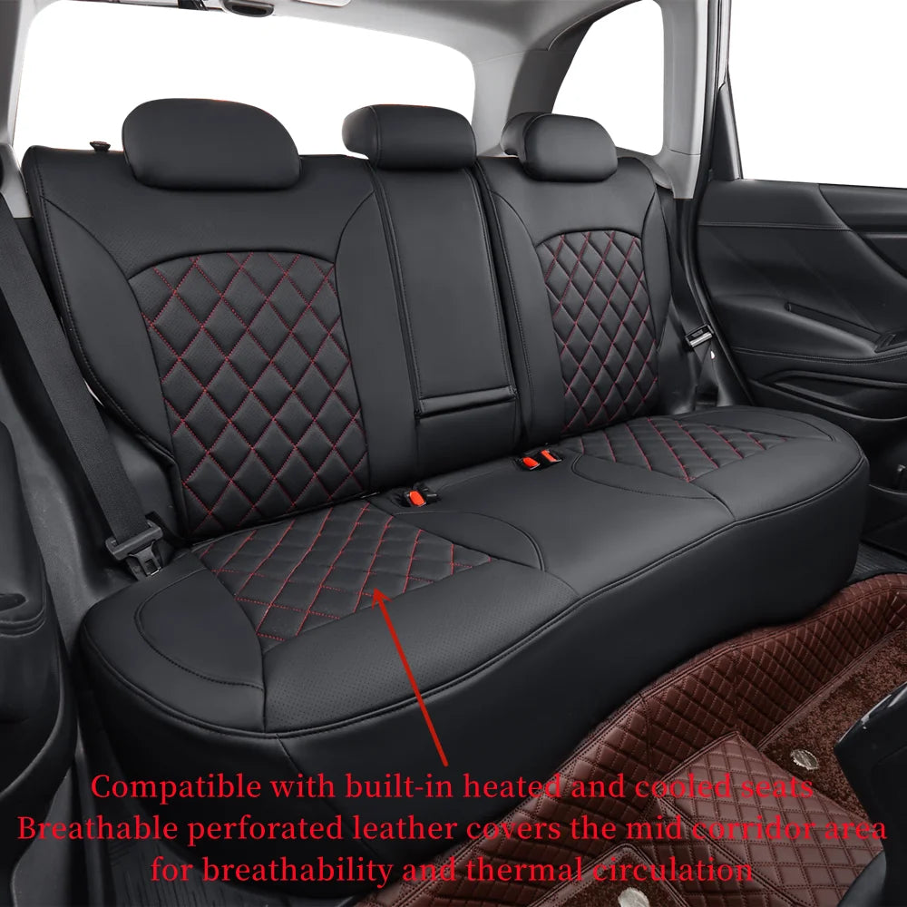Black/Red Leatherette Full Set Car Seat Covers Q206803