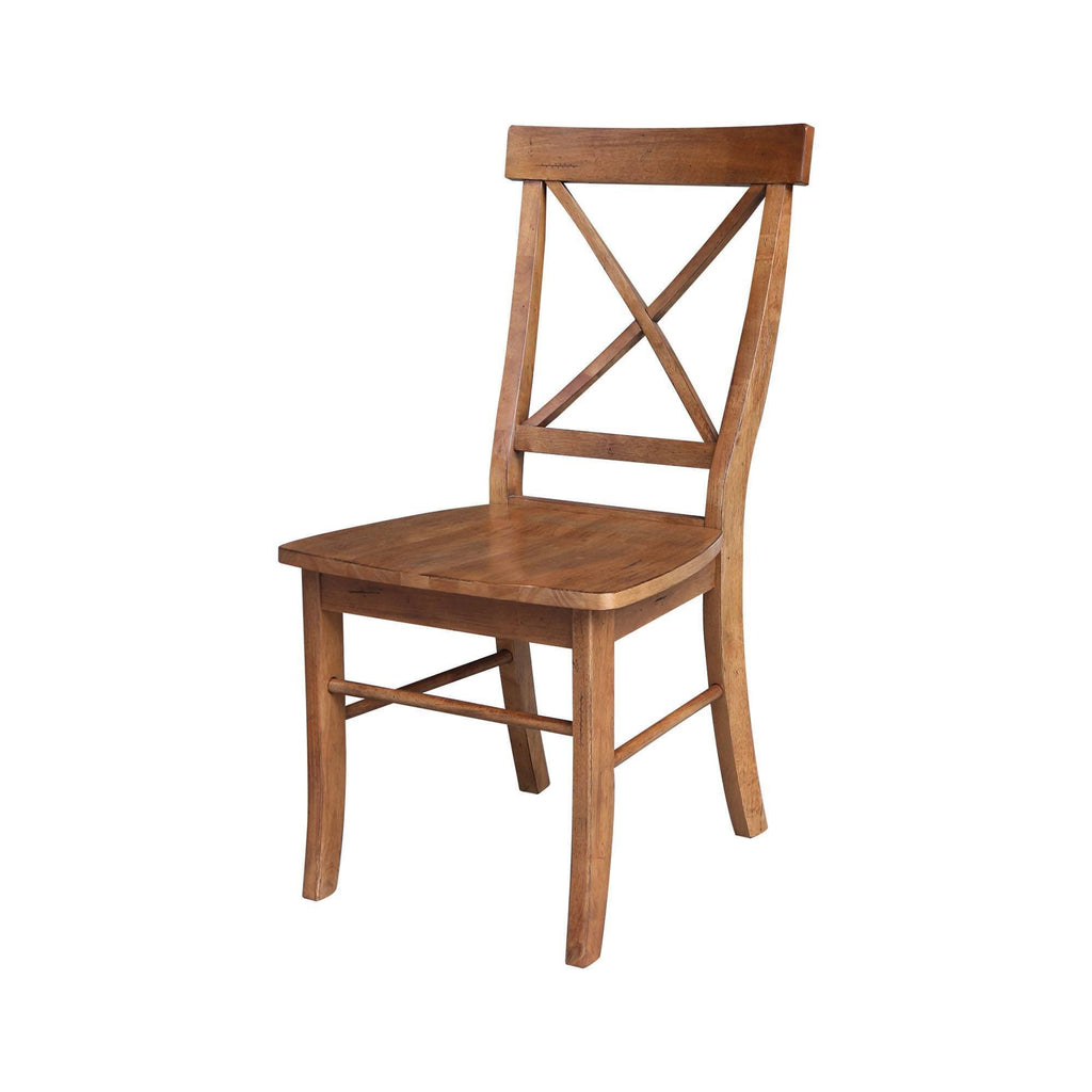 Dual Drop Leaf Table with 2 X-Back Chairs Set Distressed Oak - 3 Piece R51579
