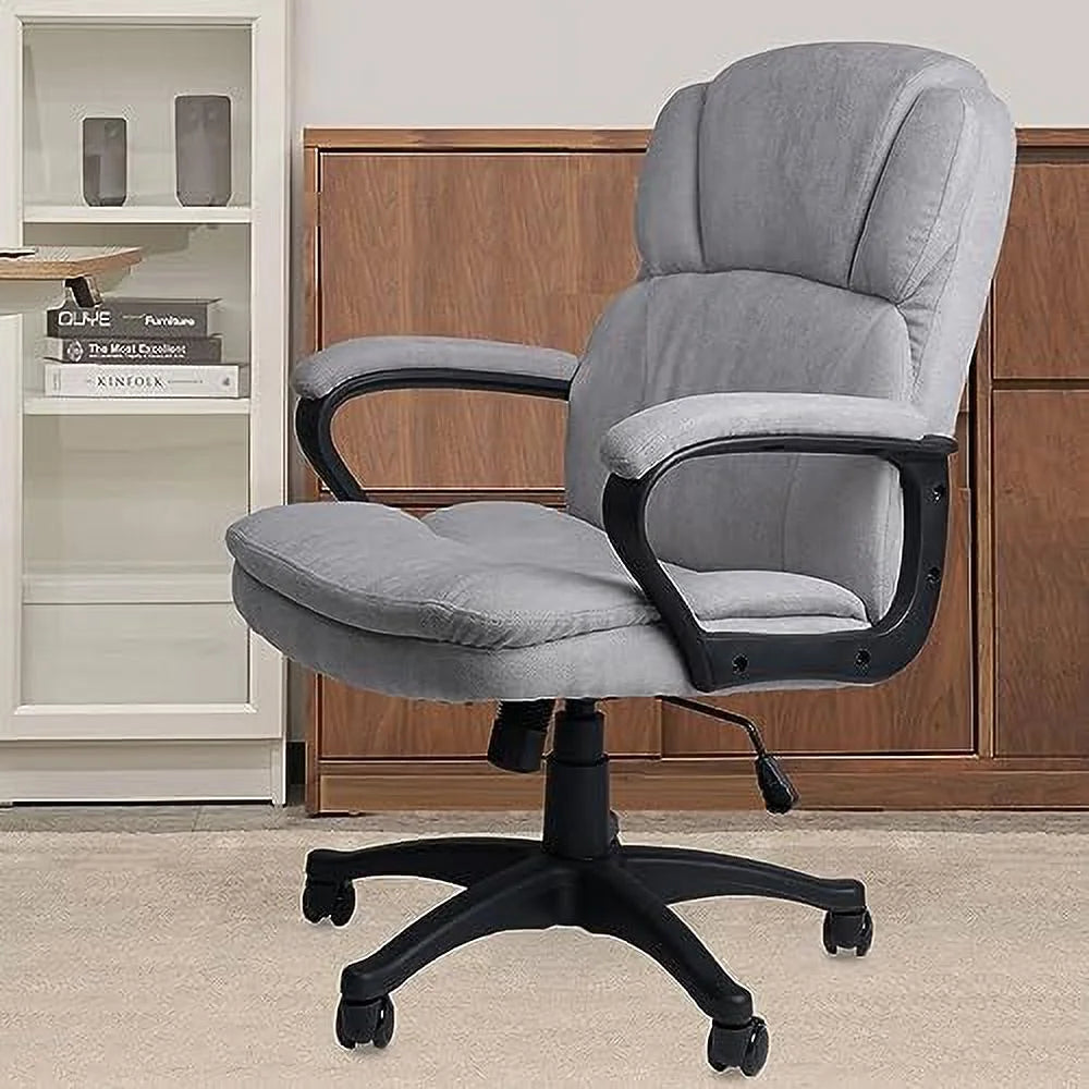 Ergonomic Upholstered Swivel Office Chair with Headrest and Armrest Y420827