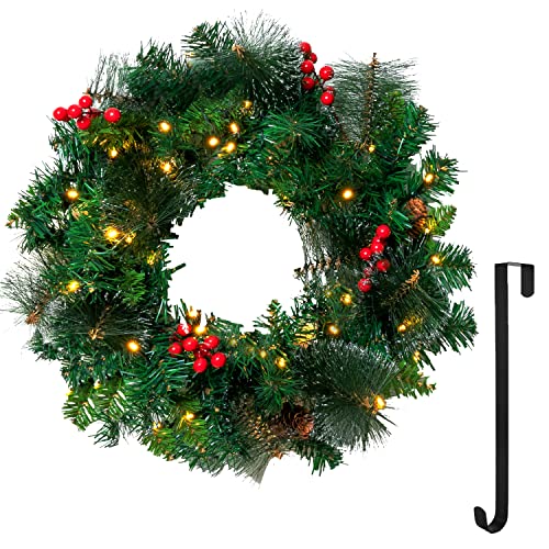 20” Artificial Christmas Wreath Prelit with 50 LED Lights H672