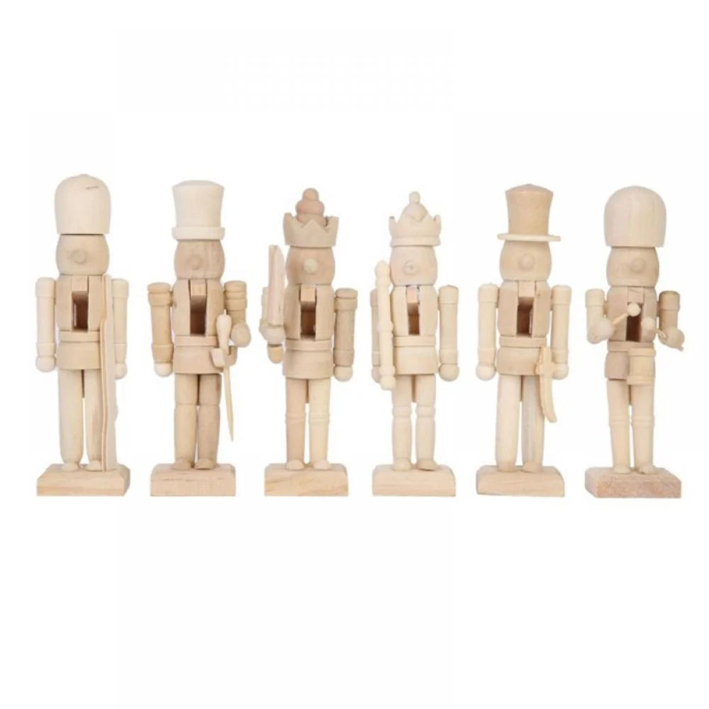 6 Set Unfinished Wooden Nutcracker Figures U826
