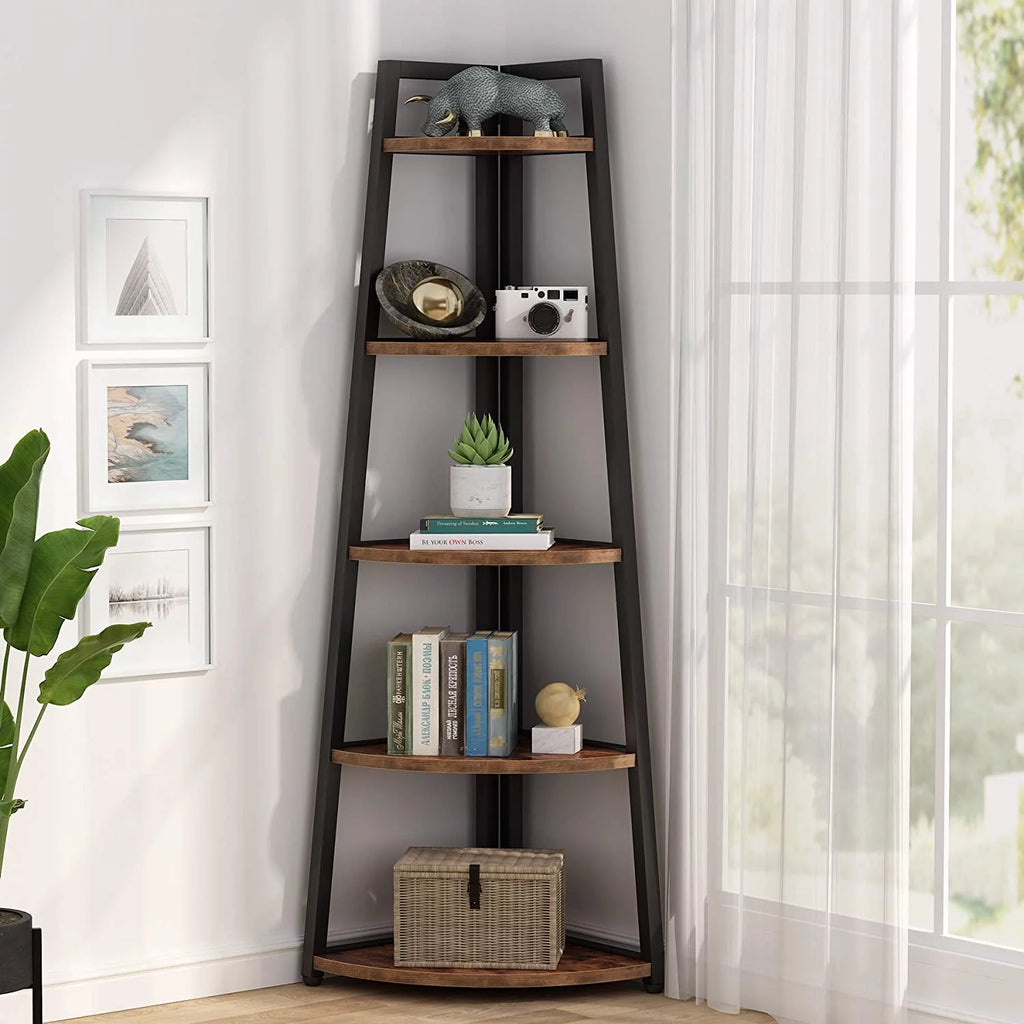 70 inch 5 Tier Corner Bookshelf E325040