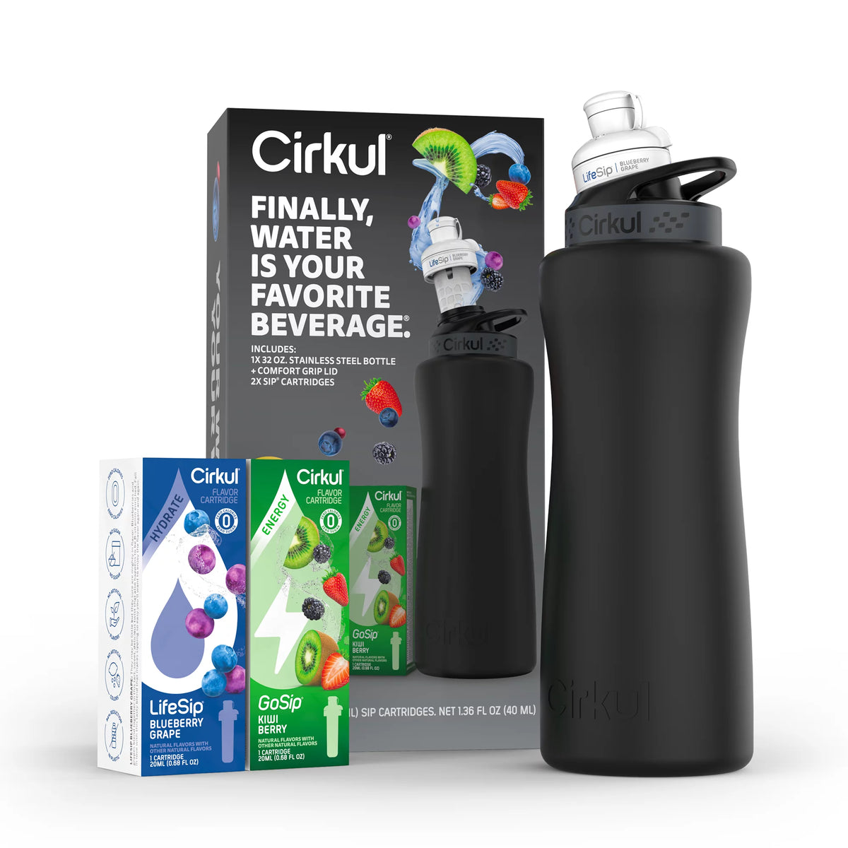 32oz Rose Gold Stainless Steel Water Bottle Starter Kit with Lid and 2 Flavor Cartridges Q107498