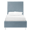 Velvet Full Platform Bed Slate Blue W400593