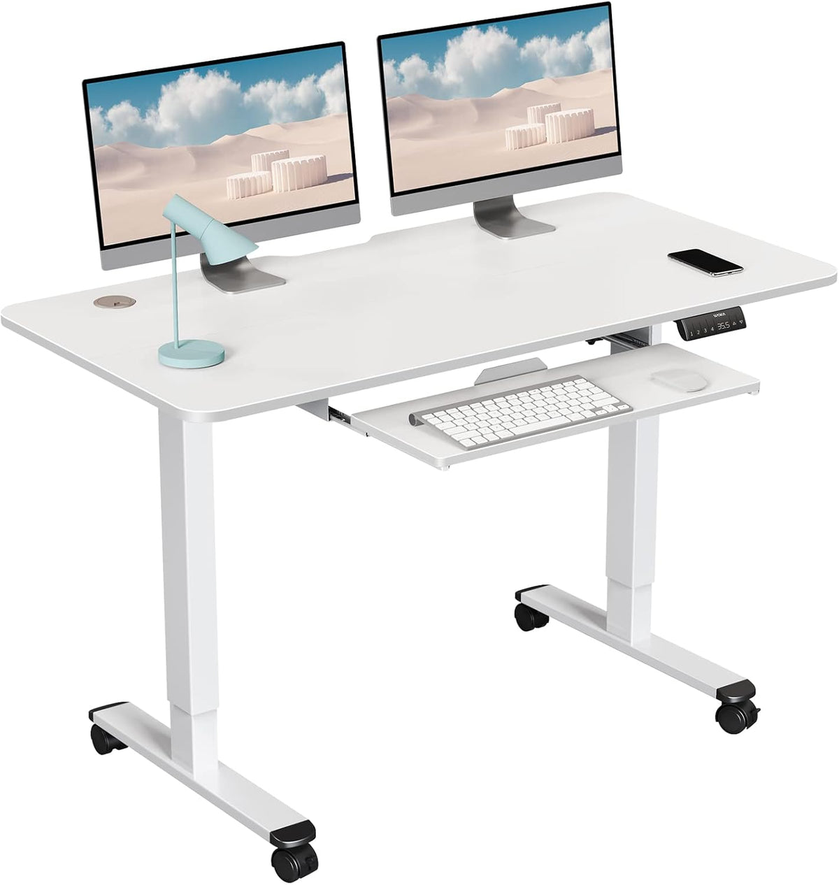 Black Electric Standing Desk with Keyboard Tray S222565