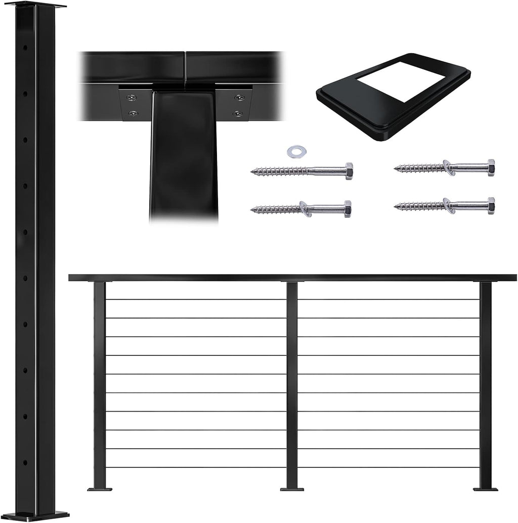 36x2x2 Stainless Steel Black Powder Coated Pre-Drilled Posts Pack of 2 W117