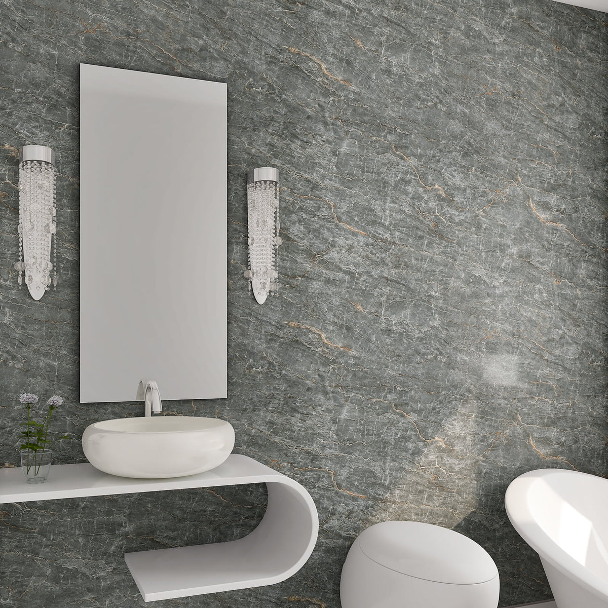 24"x354" Grey Marble Peel and Stick Wallpaper F931