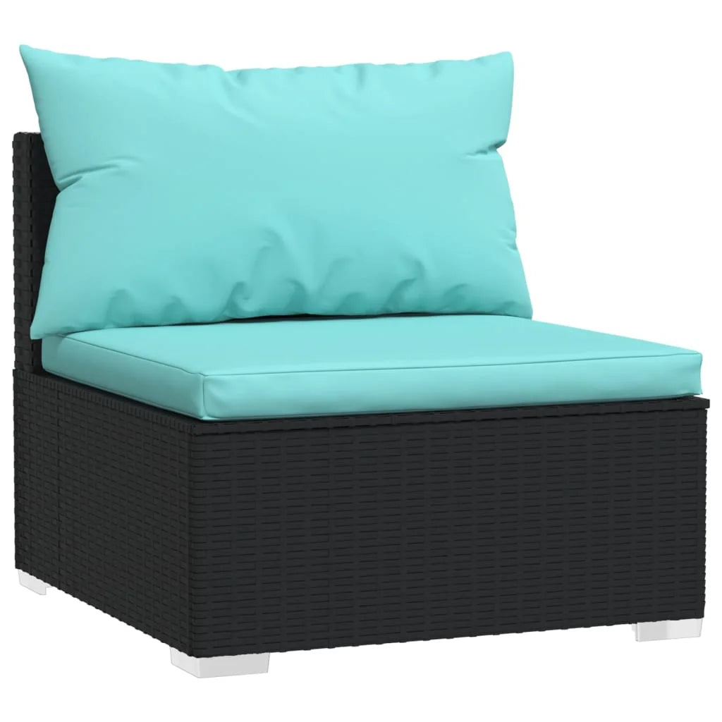 2 Piece Patio Furniture Set with Cushions Poly Rattan Black S197