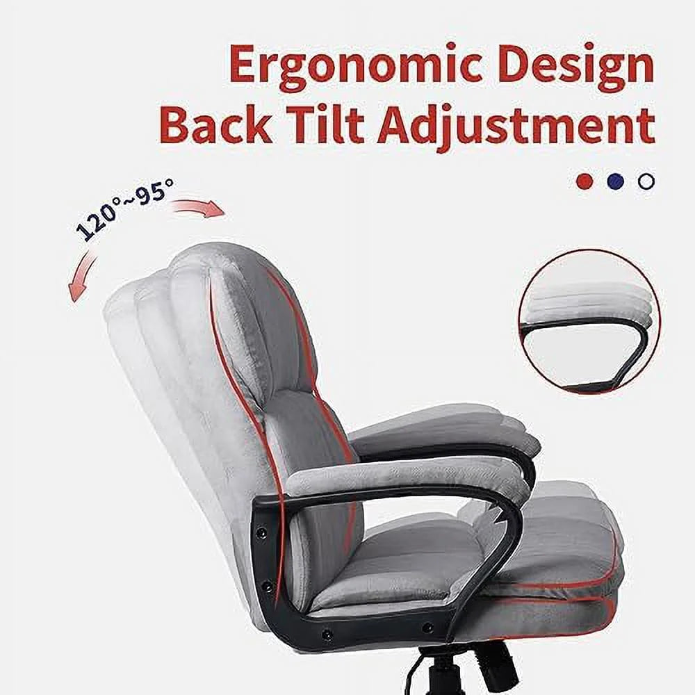 Ergonomic Upholstered Swivel Office Chair with Headrest and Armrest Y420827