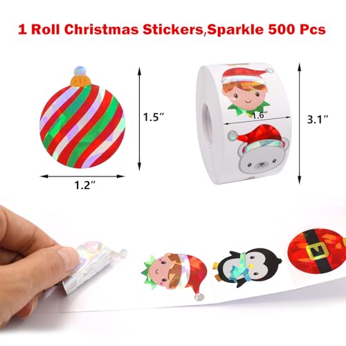 Christmas Stickers 1 Roll 500Pcs Y3616