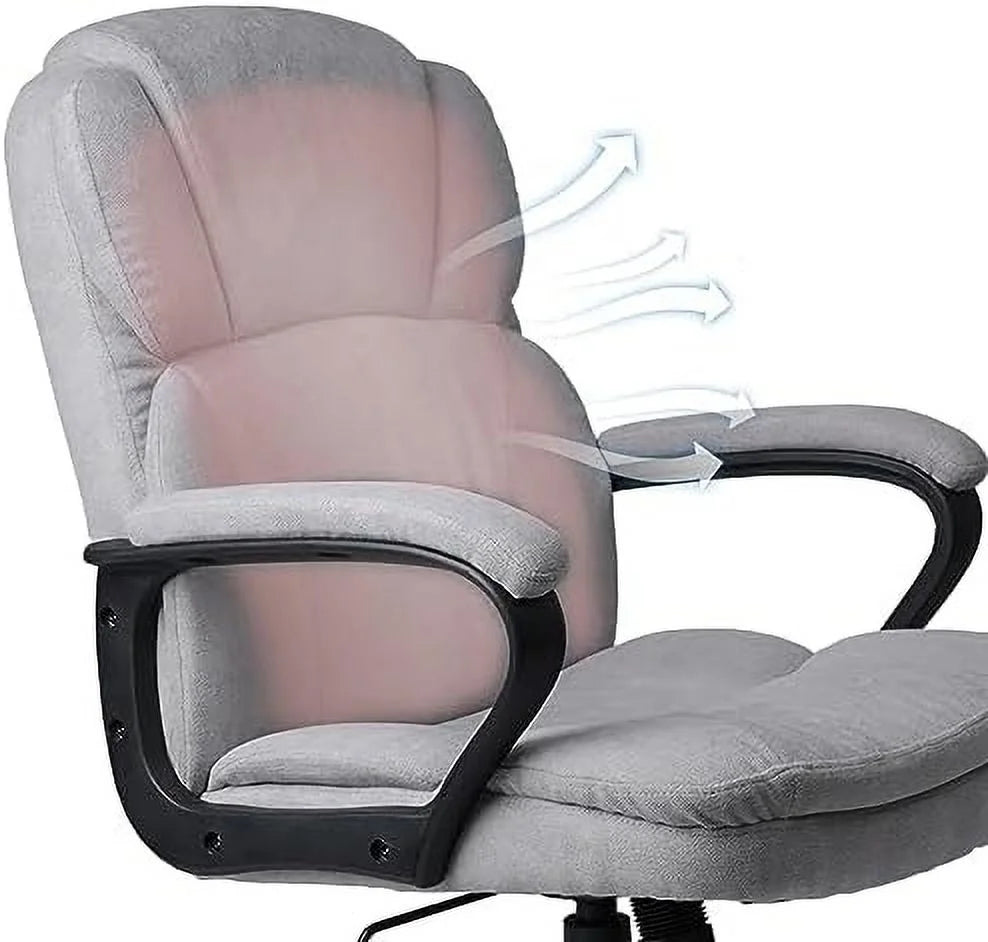 Ergonomic Upholstered Swivel Office Chair with Headrest and Armrest Y420827