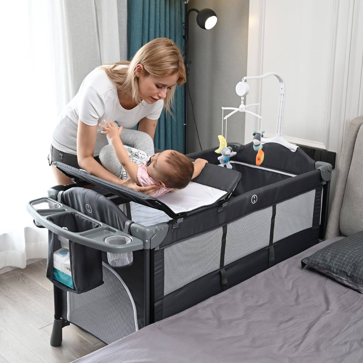 Baby Crib with Mattress Bedside Sleeper G5002