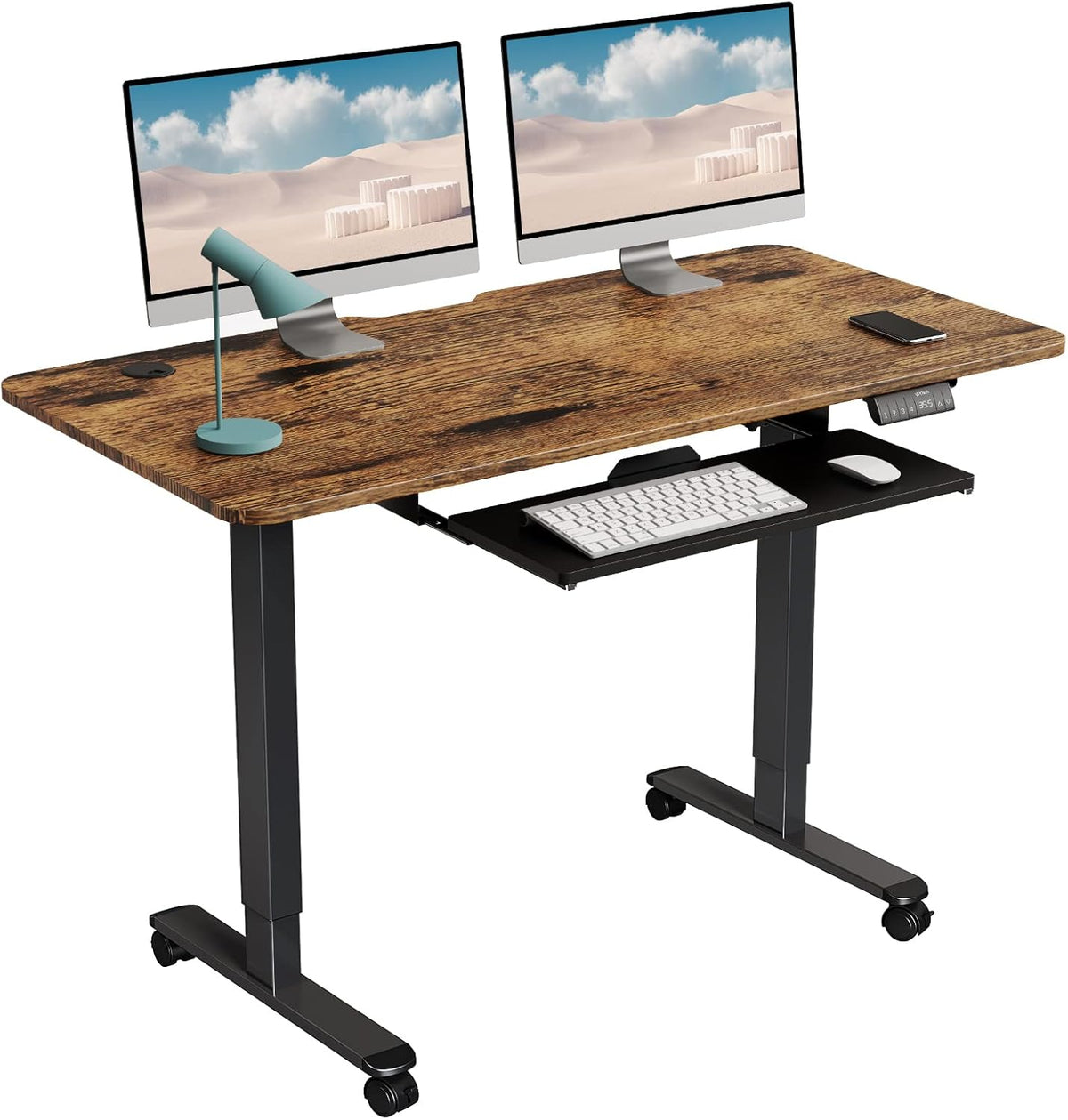 Black Electric Standing Desk with Keyboard Tray S222565