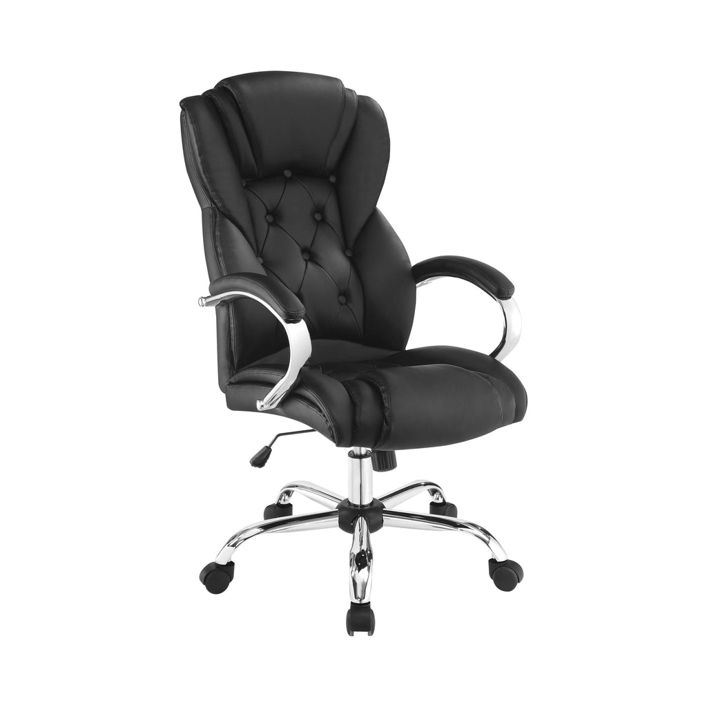 Black Upholstered Office Chair with Casters K2803