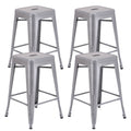 Stackable Industrial Metal Counter Stool Set of 4 Silver S87125