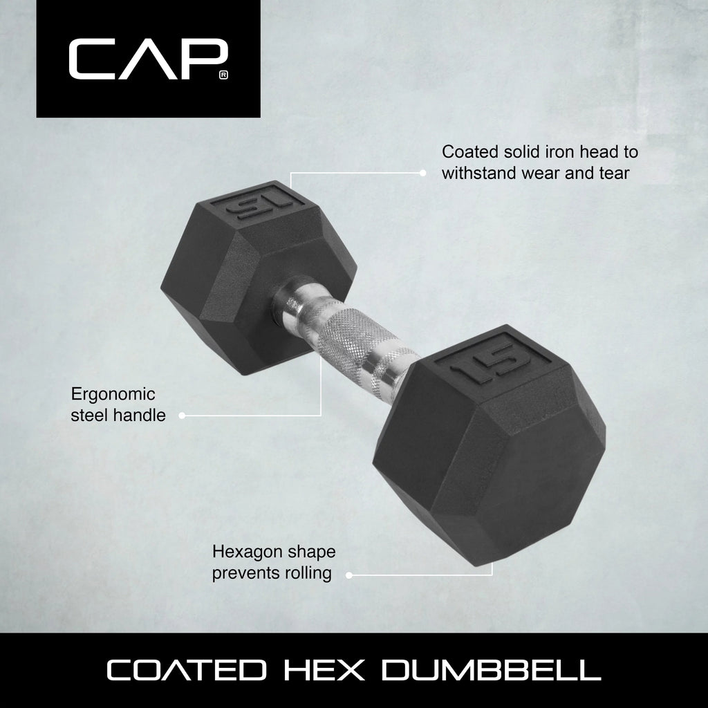 25lb Rubber Hex Dumbbell T365