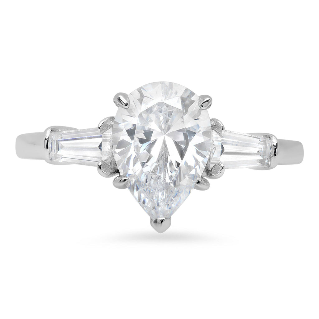 18K White Gold Three-Stone Diamond Engagement Ring E434
