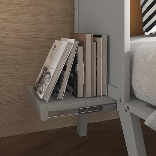 Queen Size Grey Murphy Bed with Charging Station and Drawers F67209