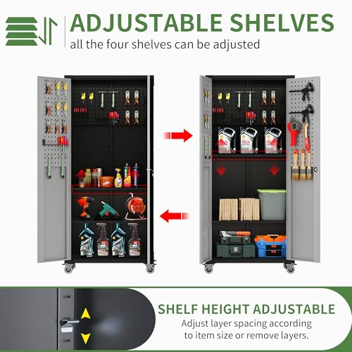 Metal Garage Storage Cabinet with Wheels D5547